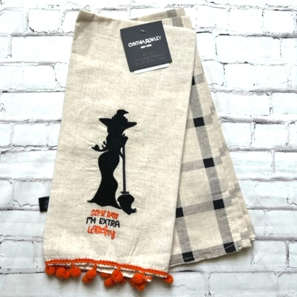 NWT Cynthia Rowley Halloween Witch Kitchen Towels - Fall - Halloween - 👻 🎃